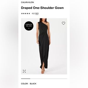 Calvin Klein Black Draped One-Shoulder Gown
